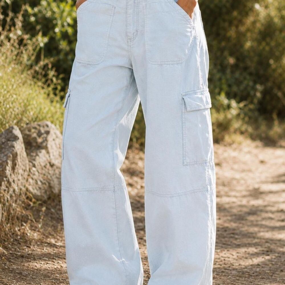 Hollister-co Women's Blue and Grey Trousers